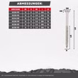 Abmessungen Edelstahl-A2 Holzschraube Senkkopf Torx, D = 6 mm, DK 12 mm, HK 3,6 mm, Längen 30–190 mm, LG 20–70 mm.
