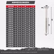 Langlängen Edelstahl-A2 Holzschraube Senkkopf Torx, D = 6 mm, DK 12 mm, HK 3,6 mm, Längen 200–300 mm, LG 70 mm