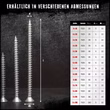 Bild und Tabelle mit Abmessungen für Edelstahl-Spanplattenschraube mit Vollgewinde und 5 mm Gewindedurchmesser