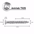 Maßbild Edelstahl-Terrassenschraube T-INOX A2 5x40 mm von SCREW REBEL
