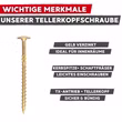 Tellerkopfschraube gelb verzinkt mit Kerbspitze, Schaftfräser und TX-Antrieb im Überblick