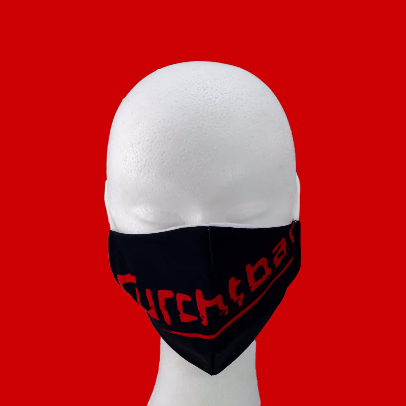 Mund-Nasen-Maske mit Motiv Furchtbar - Ansicht von vorne