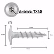 Maßbild zur SCREW REBEL Pfostenverbinderschraube 8x40 mm